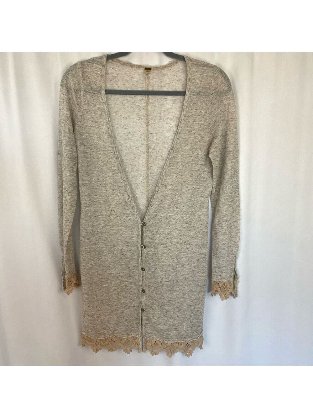 Free People Cardigan Lightweight Boho Womens S Sweater Beige Boho Cottagecore